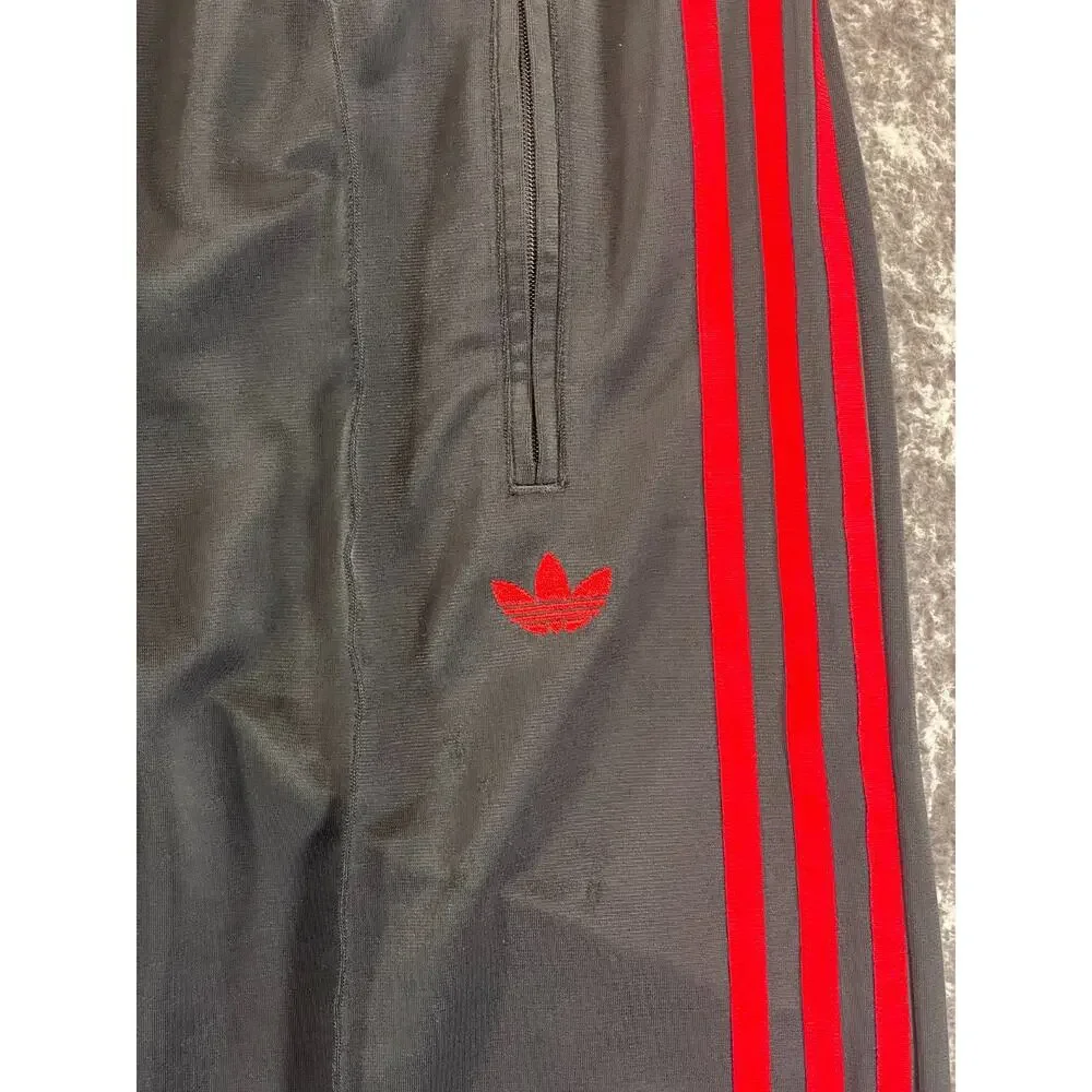 Men’s Black And Red Striped Adidas Sweat Pants Size Medium Trefoil